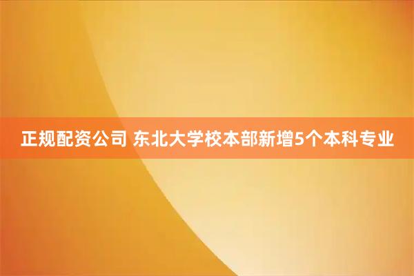 正规配资公司 东北大学校本部新增5个本科专业